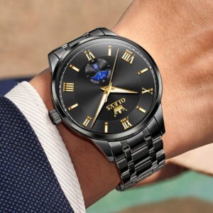 OLEVS 3638 Men’s Quartz Watch – Stainless Steel Strap-black Color