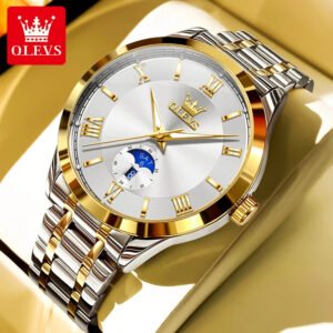 OLEVS 3638 Men’s Quartz Watch – Stainless Steel Strap-Gold Color